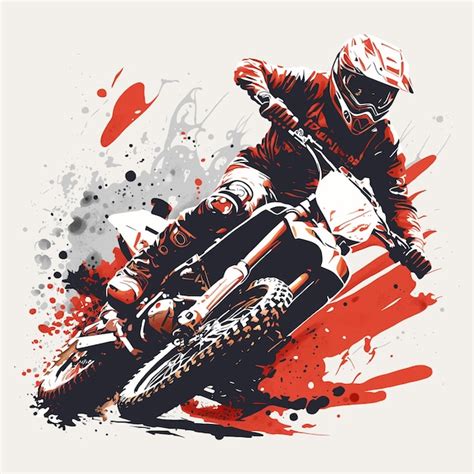 Premium Vector Motocross Rider Vector Illustration With Grunge Brush