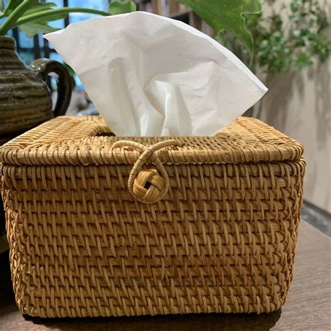 Rattan Tissue Box Cover Handmade Rattan Box Etsy