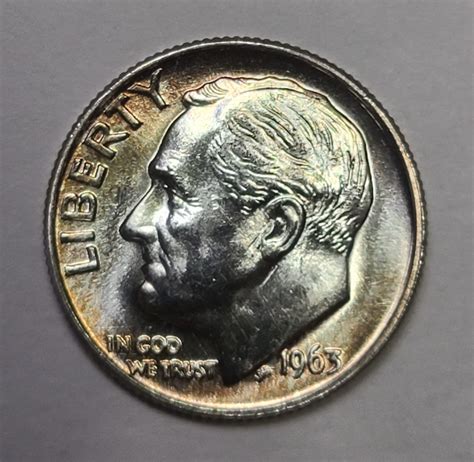 1963 Roosevelt Dime MS 64 Near Gem Light Russet Tone For Sale Buy