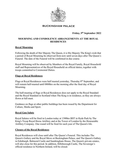 Buckingham Palace issues latest detailed statement