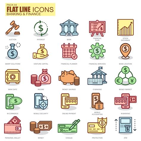 Premium Vector Thin Line Banking And Finance Icons