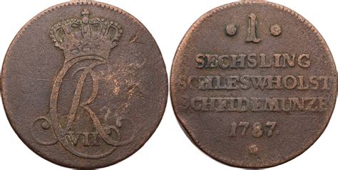 Schleswig Holstein Dänemark 1 Sechsling 1787 Christian VII 1766 1808