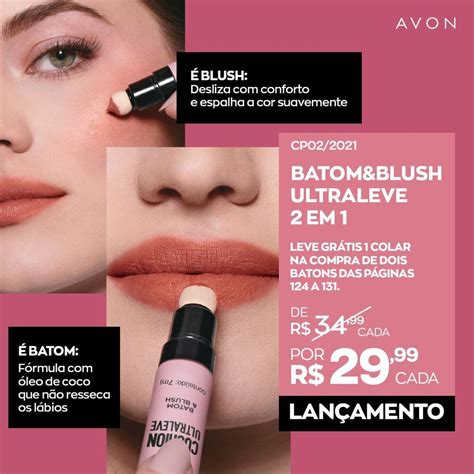 Cushion Ultraleve Batom Blush 2 em 1 Avon Lançamento Perfumaria e