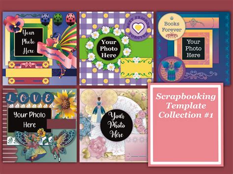 5 Memory Book / Scrapbook Layouts With Fairy Clipart, Summer Clipart ...