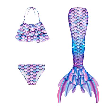 MUXiin Tail Swimsuit For Girls Fish Tail Set Sling Bikini Fishscale