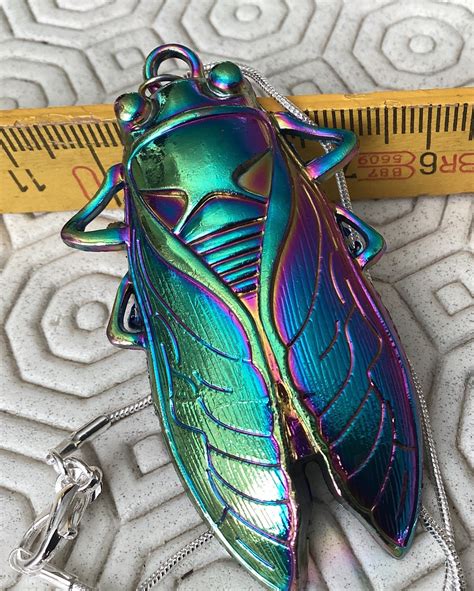 Rainbow Ion Plated Cicada Bug Rainbow Jewellery Inspired By Art Nouveau