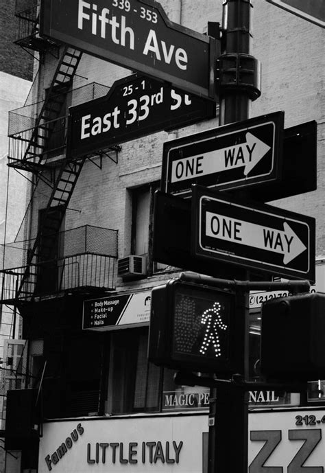 Street Signs New York Black And White Photo Wall Black And White