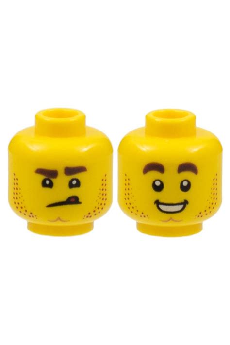 Lego Orjinal Aksesuar Custom Minifigür Minifigure Çift Surat Kirli Sakallı Gülen Komik Sarı Kafa