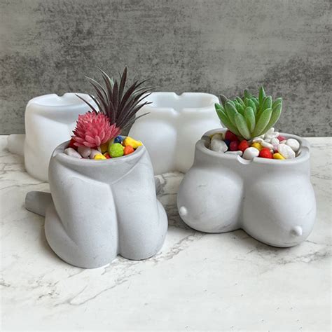 Naked Bust Vase Silicone Mold Female Body Flower Pot Mold Succulent Planter Mold Concrete