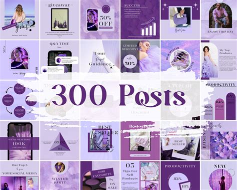 Purple Instagram Bundle Templates Purple Social Media Etsy