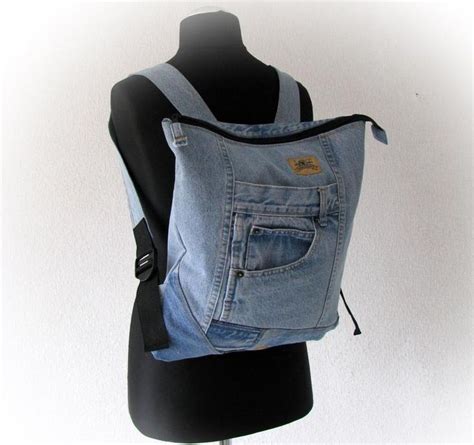 Unisex Recycled Light Blue Denim Backpack Vegan Jeans Etsy Denim