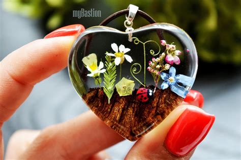 Resin Wood Necklace Real Flowers Wooden Resin Epoxy Wood Jewelry Wood