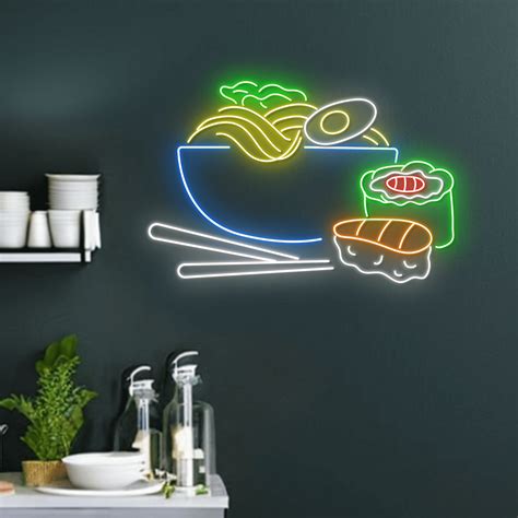 Glowneon Ramen Sushi Neon Sign Japanese Restaurant Lights Decor