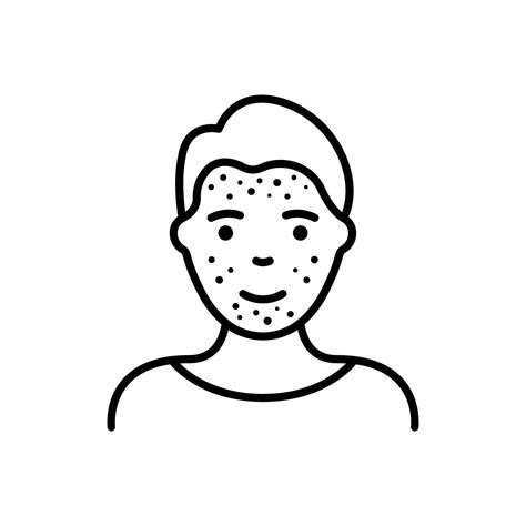 Boy With Blackhead Acne Rash On Face Line Icon Man With Pimples