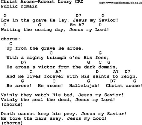 Gospel Song: Christ Arose-Robert Lowry, lyrics and chords.