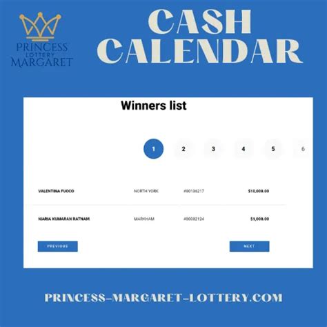 📅 Princess Margaret Lottery Cash Calendar - Daily Wins! 🎉