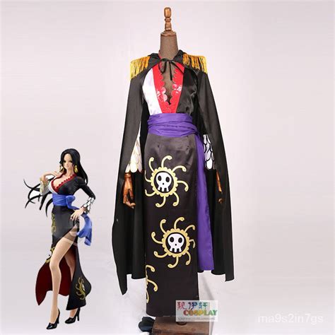 Jual One Piece Cosplay Boa Hancock Costume Black Tops And Skirt Black Cloak Halloween Shopee