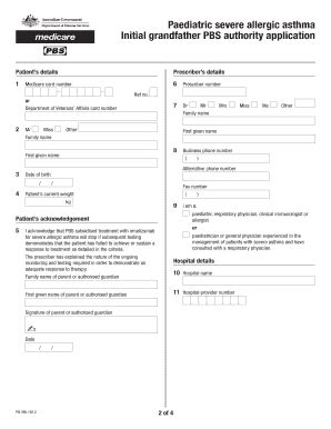 Fillable Online Humanservices Gov Paediatric Severe Allergic Asthma