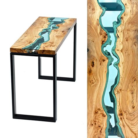 Unique Wooden Tables Embedded With Glass Rivers And Lakes By Furniture