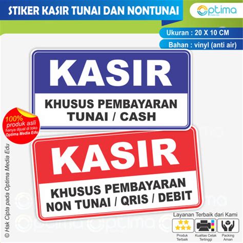 Jual Stiker Kasir Khusus Pembayaran Tunai Dan Pembayaran Nontunai