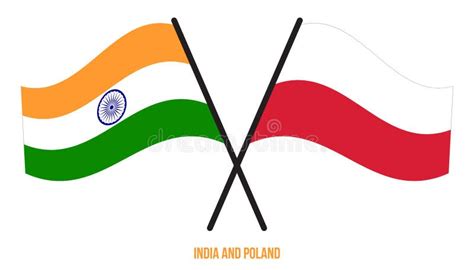 India And Poland Two Flags Textile Cloth Fabric Texture Stock