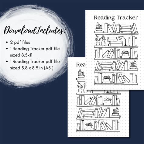 Reading Tracker Bullet Journal Reading Tracker Printable A5 Journal Page And 8 5x11 Page Etsy