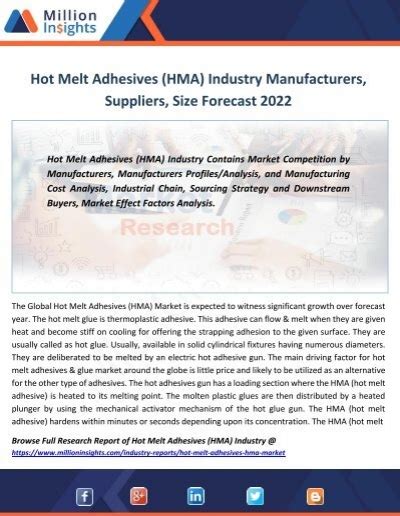 Hot Melt Adhesives HMA Industry Manufacturers Suppliers Size Forecast