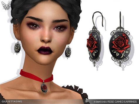 Sims 4 Victorian Gothic Rose Cameo Earrings By Feyona Victorian