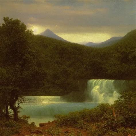 Hudson River School Painting Albert Bierstadt Stable Diffusion