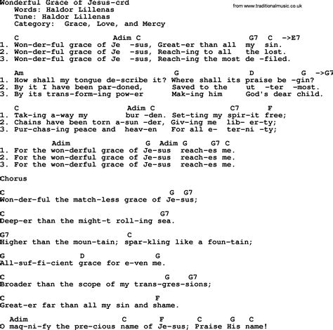 Top 500 Hymn Wonderful Grace Of Jesus Lyrics Chords And Pdf