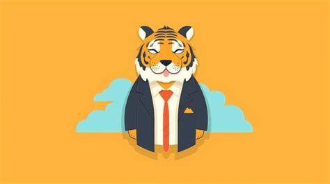 Un Tigre De Dibujos Animados Con Traje Y Corbata Parado Frente A Una