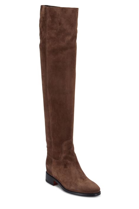 Santoni Hermione Brown Suede Over The Knee Boot