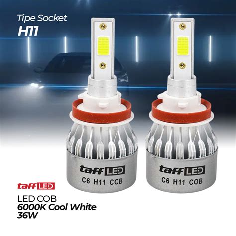 Taffled Lampu Depan Mobil Headlight Led H Cob Cool White Pcs C