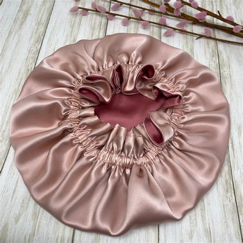 Rose Gold Reversible 100 Pure Silk Bonnet Double Layer 19 Etsy