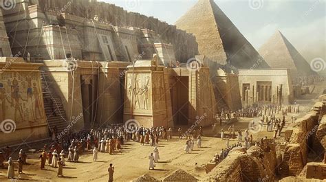 Ancient Egyptian Construction Site with Pyramids and Temples Stock ...