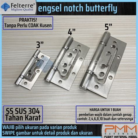 Jual Engsel Pintu Kupu Stainless Steel Inch Felterre Nat Kecil