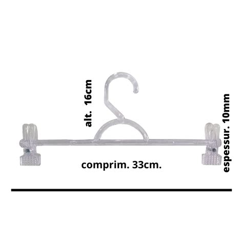 Cabide Saia Fixo Acr Lico Cristal Presilhas Kit C Un