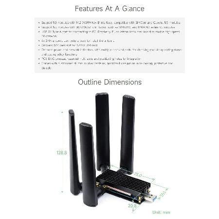 Waveshare G Dongle Module Quad Antennas Usb Port Aluminum Alloy