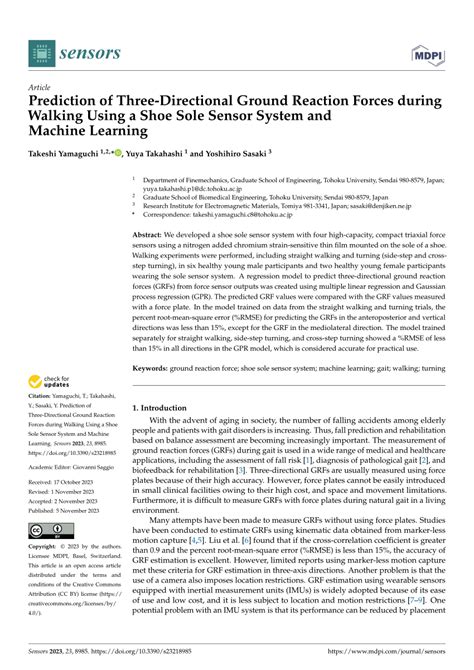 Pdf Prediction Of Three Directional Ground Reaction Forces During