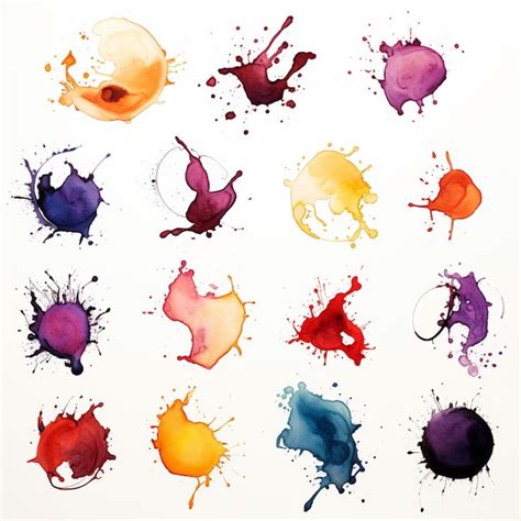 Premium Photo Colorful Watercolor Abstracts With Ink Spots On White