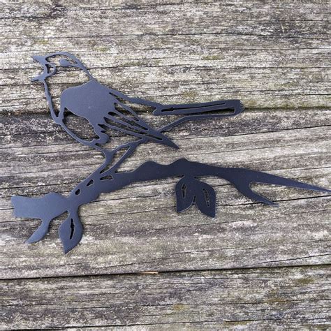 Nightingale Metal Bird Tree Sign Outdoor Metal Bird Silhouette Hammer In Tree Of Fence Mount