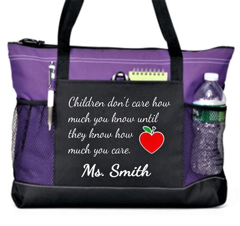 Teacher Tote Bag Personalized Teacher Bag Zippered Book Bag Etsy