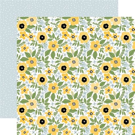 Echo Park Bee Happy Collection Happy Floral 12x12 Cardstock