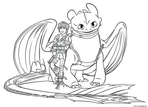 Hiccup Toothless Dragon 3 Coloring page Printable