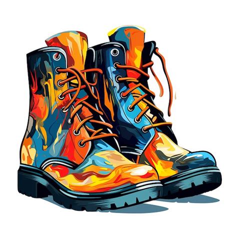 Premium Photo Abstract Men Boots From Multicolored Paints