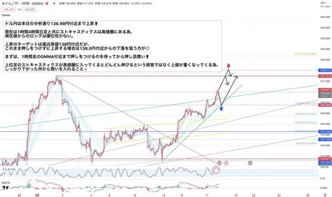 杏菜シンママ投資家 On Twitter 【ドル円 夜の分析】 本日は分析通り1369円付近まで上昇し、そこからどうなるかという所