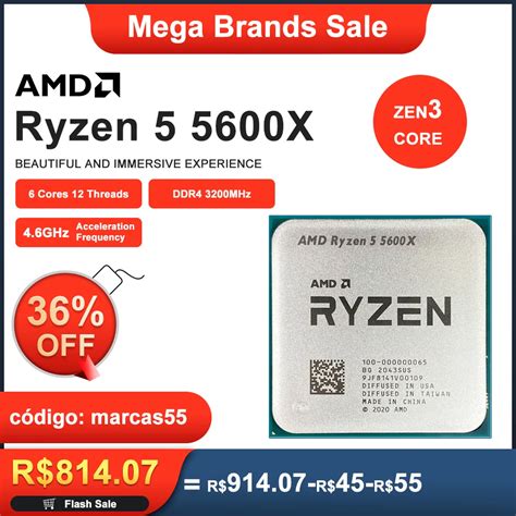 Amd Novo Ryzen 5 5600x R5 5600x Processador Cpu Processador Desktop