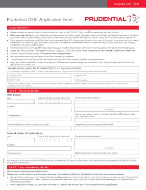 Fillable Online Prudential Oeic Application Form Prudential Uk Fax