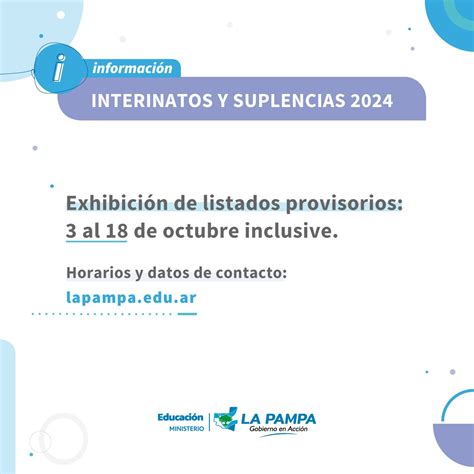 APN La Pampa Entre los días 3 a las 13 y 18 de octubre inclusive