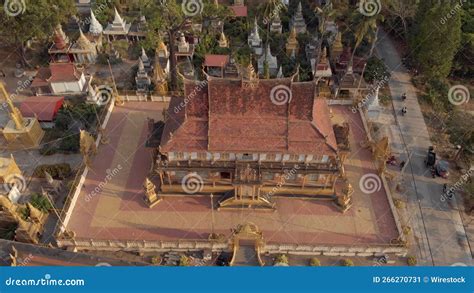 Aerial View Of Golden Temple Phnom Penh Cambodia Stock Image Image